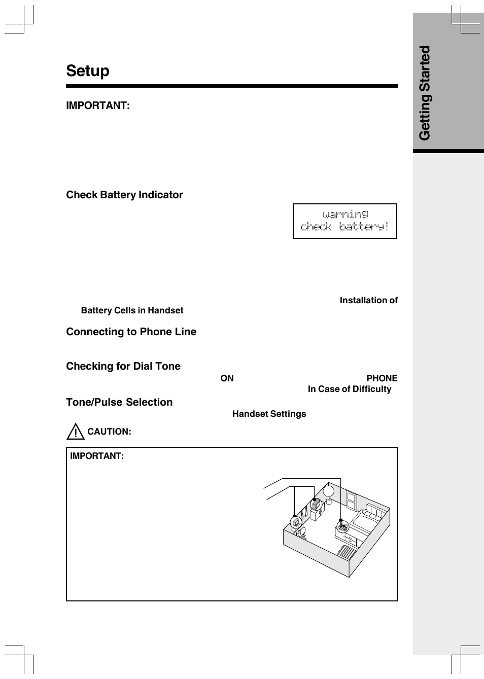 Setup, Getting started | VTech VT2650 User Manual | Page 7 / 38