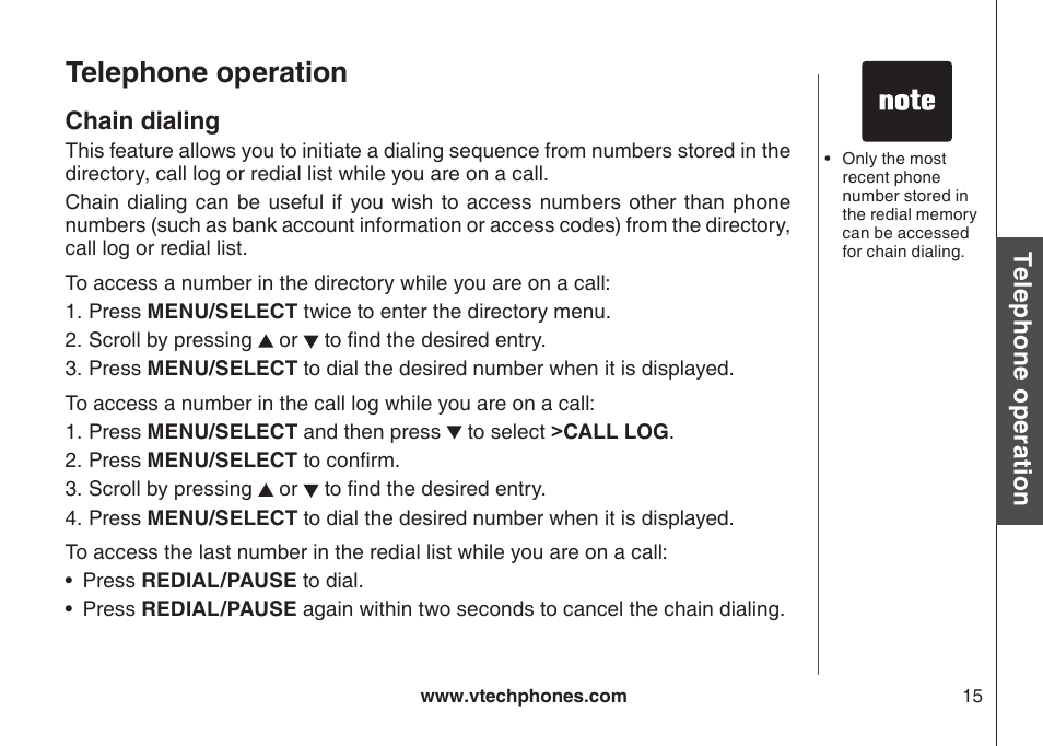 Chan dalng, Telephone operation | VTech CS6129-54 User Manual | Page 19 / 79