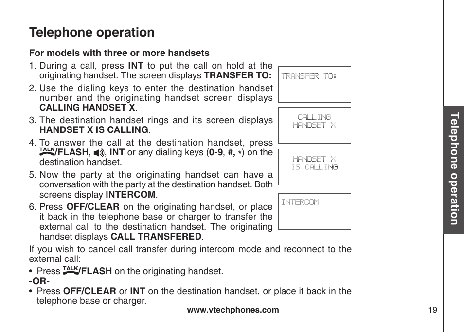 Telephone operation, Te le ph on e o pe ra tio n | VTech CS6129-54 User Manual | Page 23 / 79