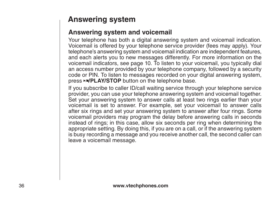 Answering system answerng system and vocemal, Answering system, Answering system and voicemail | VTech CS6129-54 User Manual | Page 40 / 79
