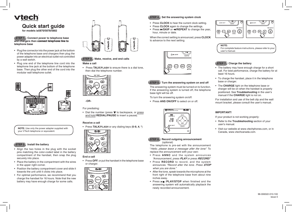 VTech 5870 User Manual | 1 page