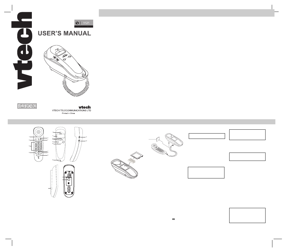 VTech VT1121 User Manual | 2 pages