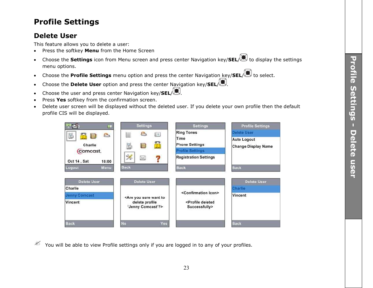 Profile settings | VTech ip8301 User Manual | Page 23 / 106