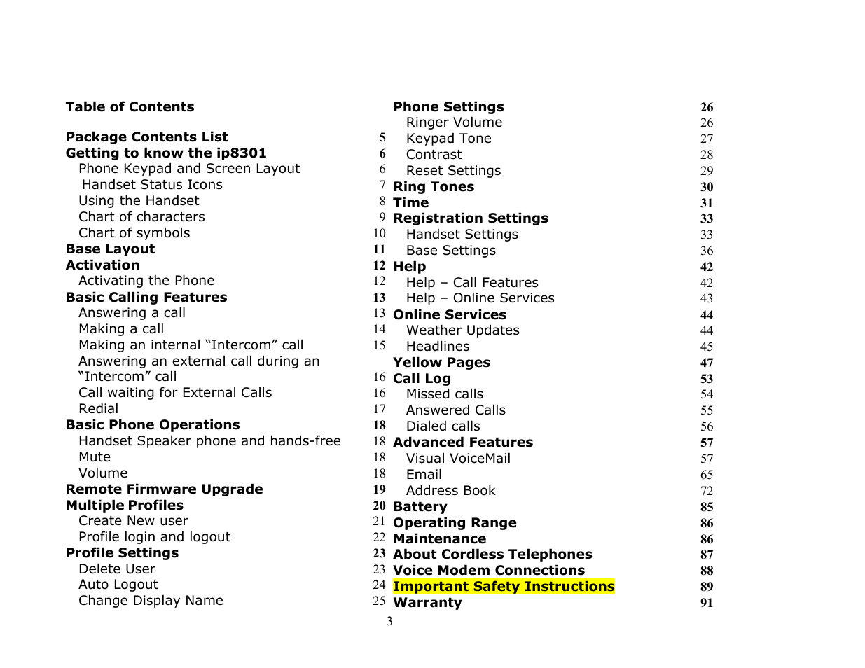 VTech ip8301 User Manual | Page 3 / 106