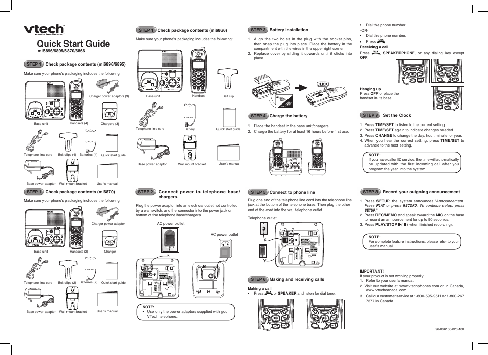 VTech MI6870 User Manual | 1 page