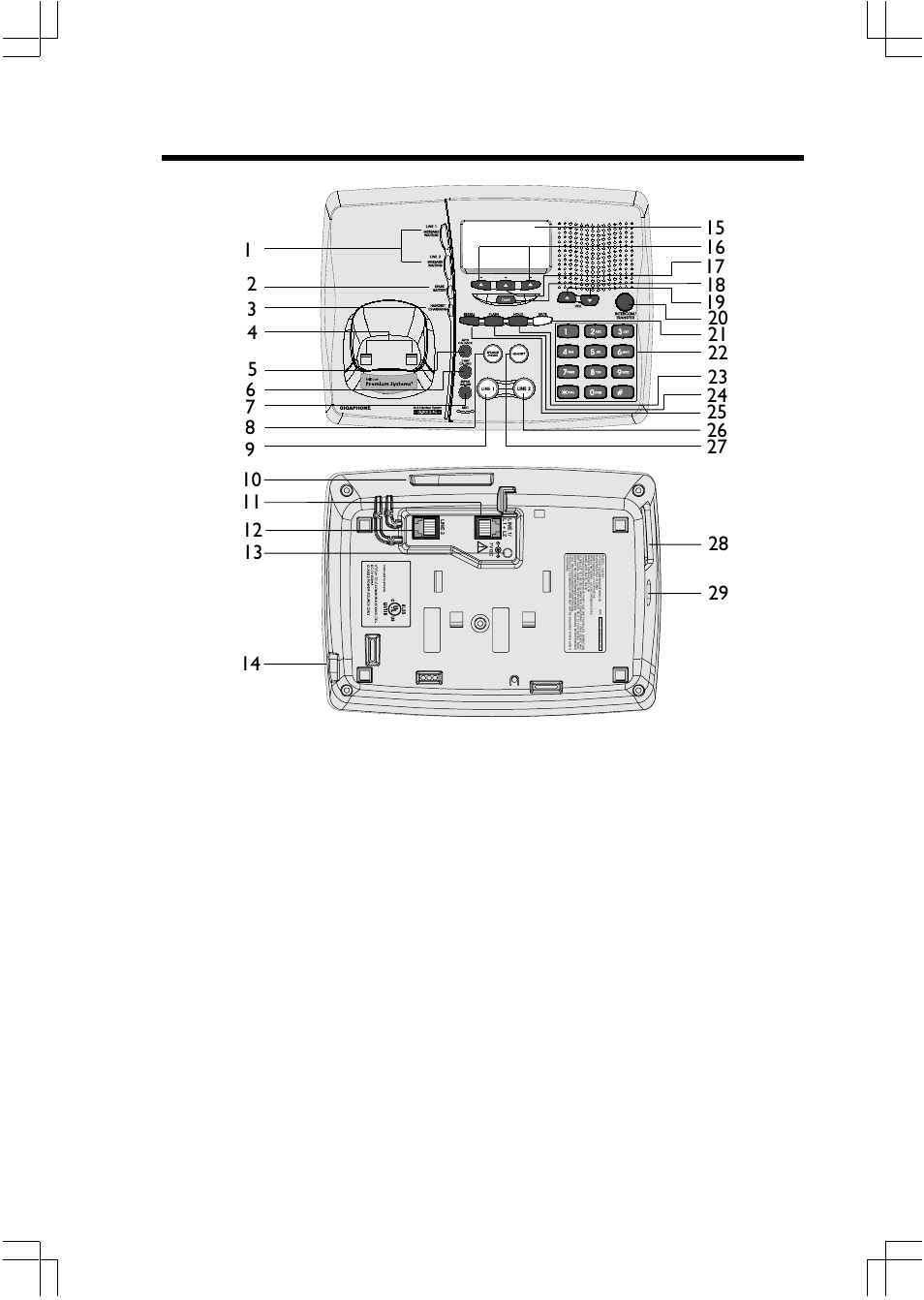 The base unit layout | VTech 2432 User Manual | Page 6 / 44