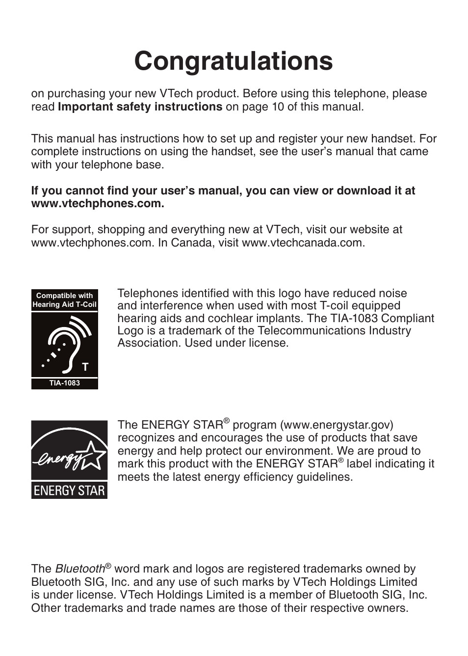 VTech DS6401 User Manual | Page 2 / 21