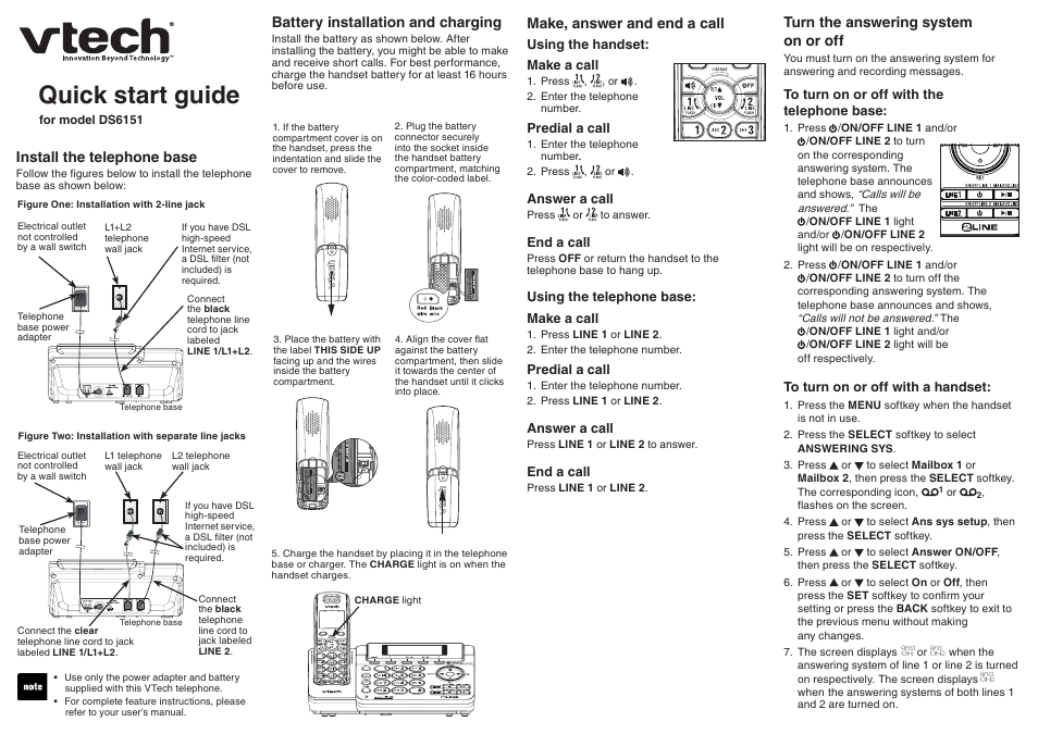 VTech DS6151 User Manual | 2 pages
