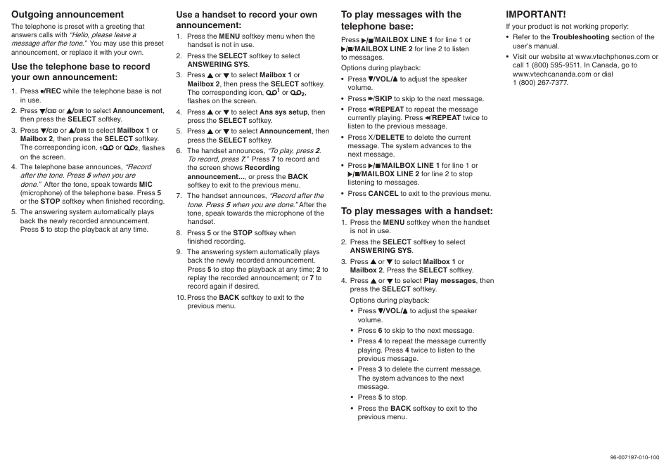 VTech DS6151 User Manual | Page 2 / 2