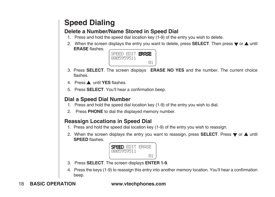 Speed dialing | VTech IA5864 User Manual | Page 18 / 51