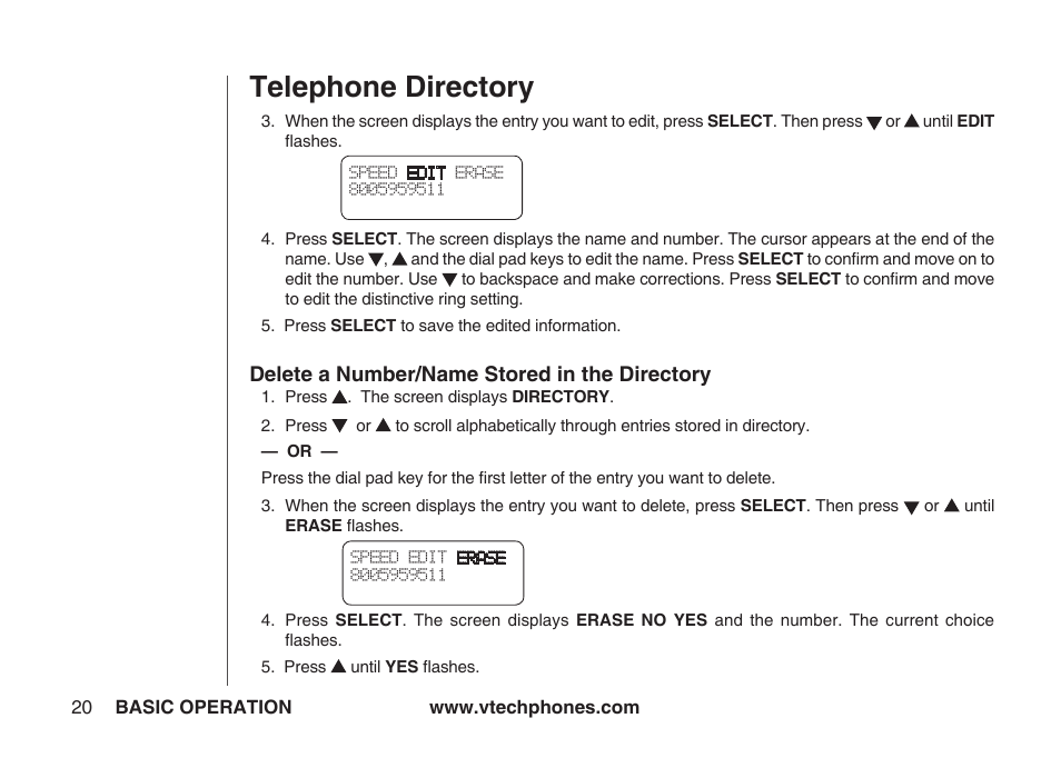 Telephone directory | VTech IA5864 User Manual | Page 20 / 51