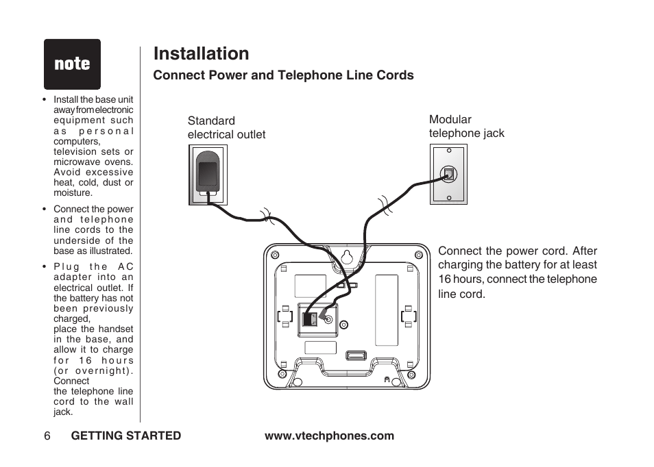 Installation | VTech IA5864 User Manual | Page 6 / 51