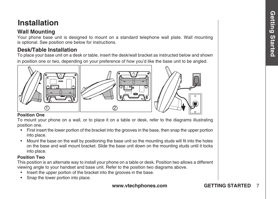 Installation | VTech IA5864 User Manual | Page 7 / 51