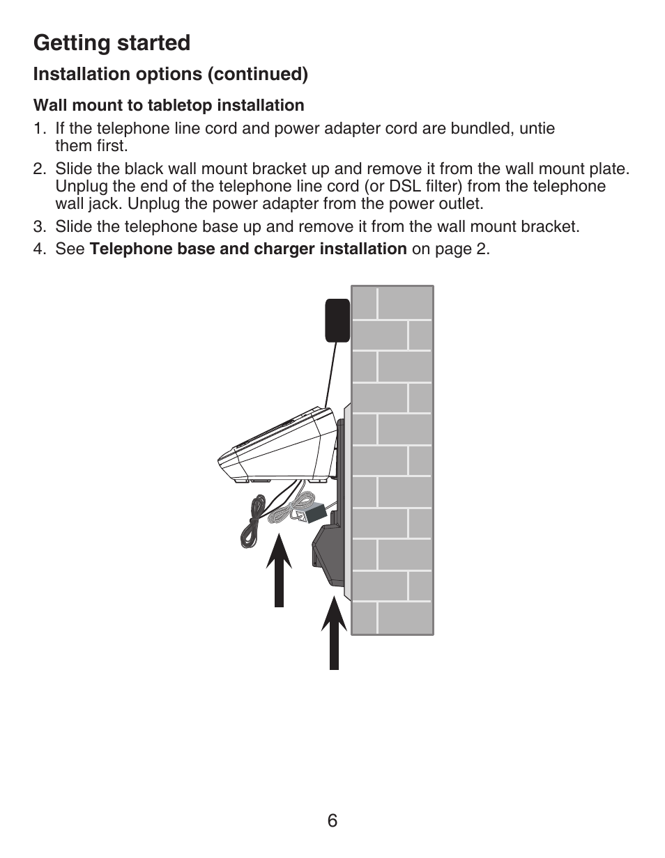 Telephone installation, Getting started | VTech CS6429-4  EN User Manual | Page 10 / 76