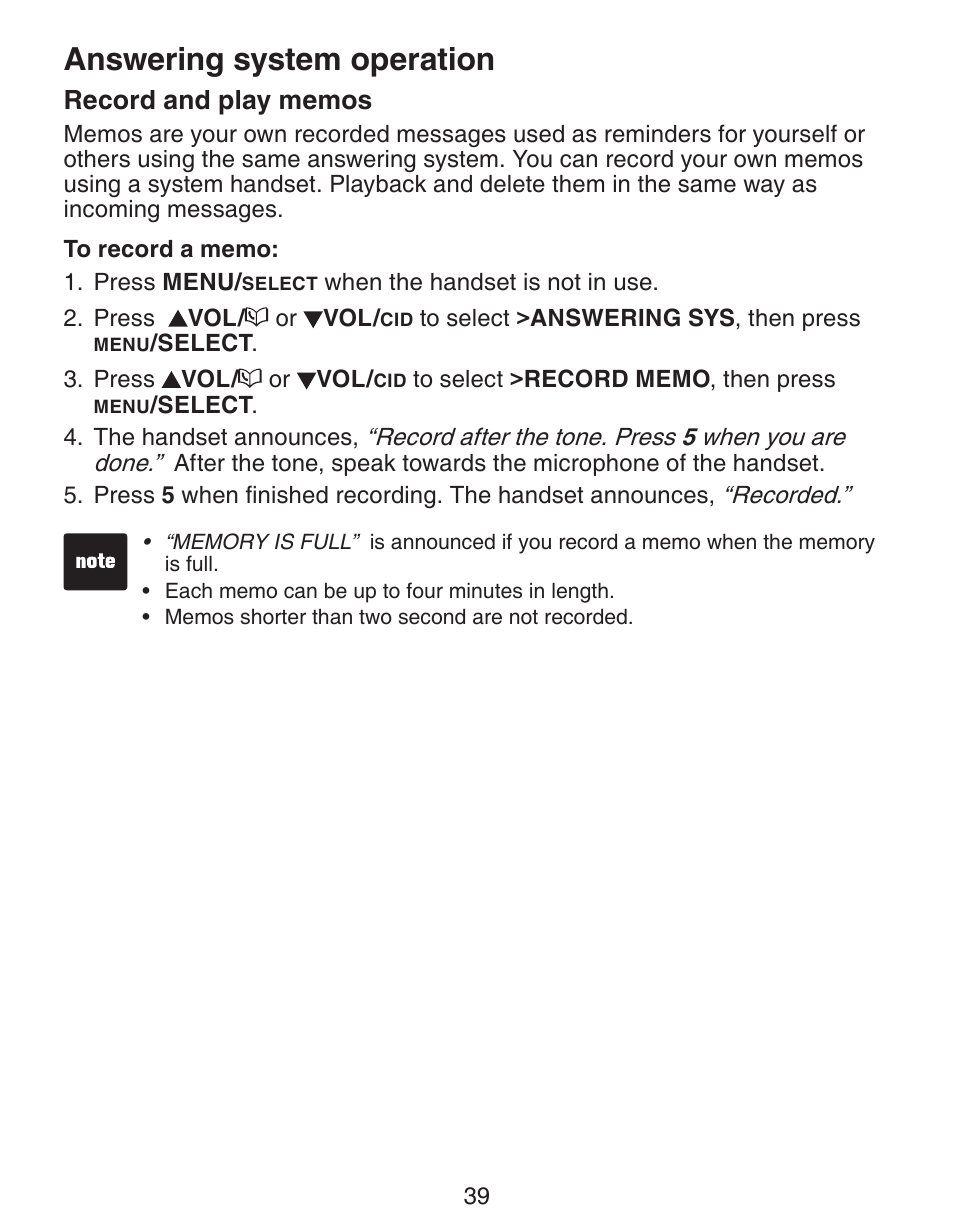 Answering system operation | VTech CS6329-5 User Manual | Page 43 / 71