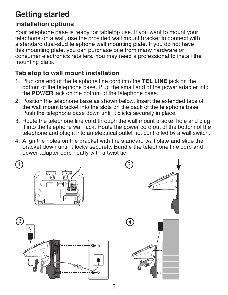 Getting started | VTech CS6329-5 User Manual | Page 9 / 71