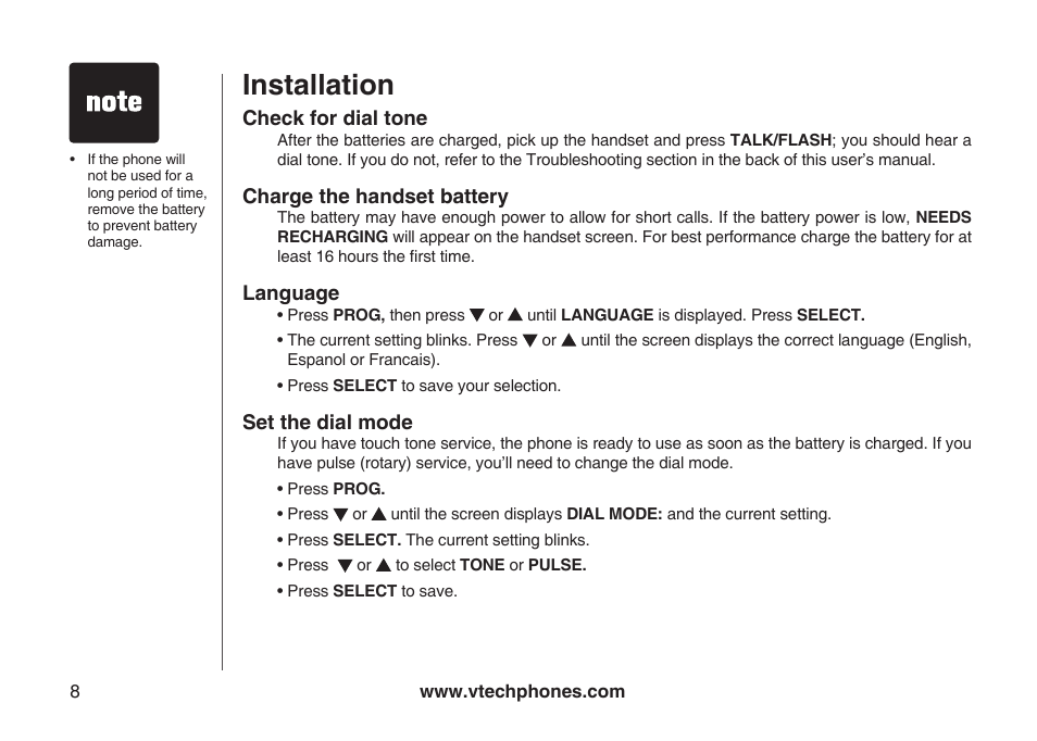 Installation | VTech ia5882 User Manual | Page 11 / 61