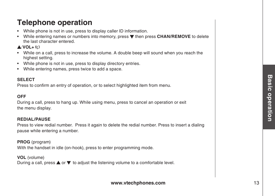 Telephone operation | VTech ia5882 User Manual | Page 16 / 61