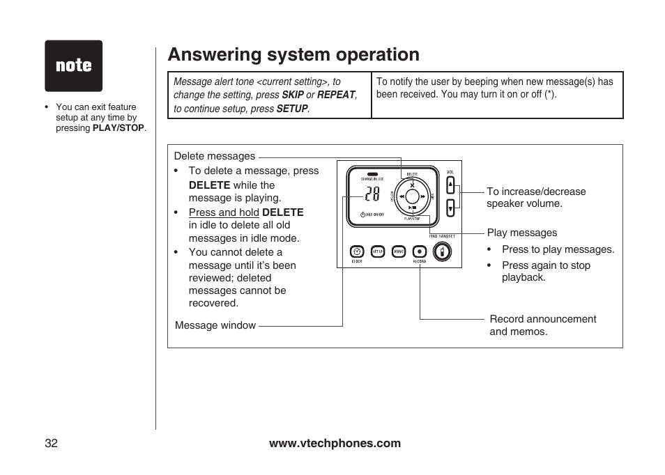 Answering system operation | VTech ia5882 User Manual | Page 35 / 61