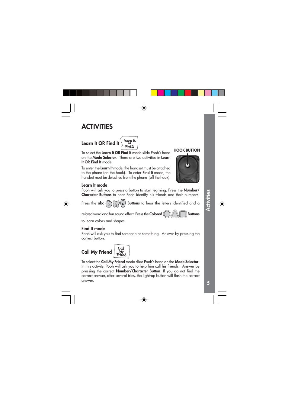 Activities | VTech Teach in Lights Phone User Manual | Page 6 / 8