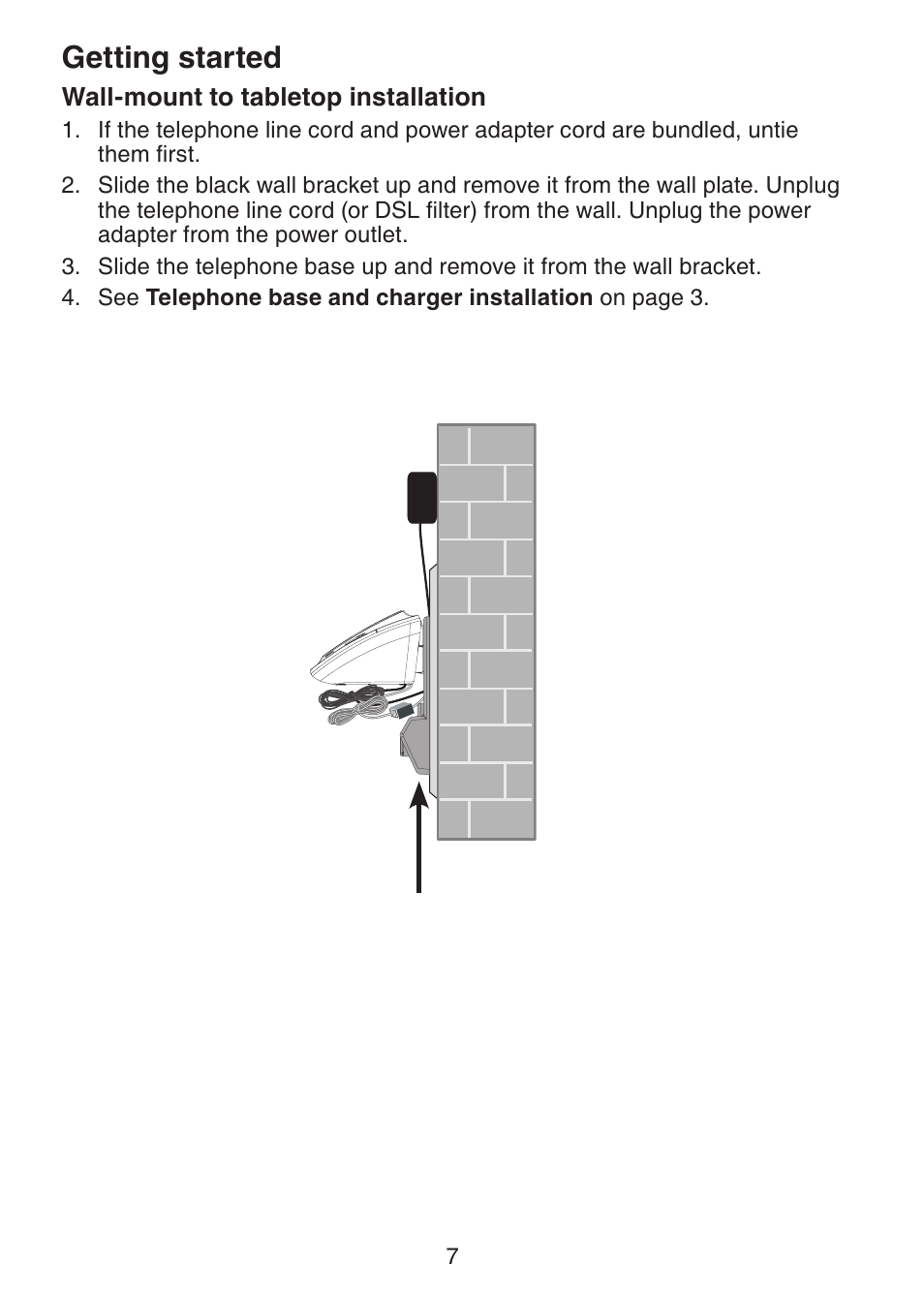 Wall-mount to tabletop, Installation, Getting started | VTech DS6322-4 User Manual | Page 11 / 101