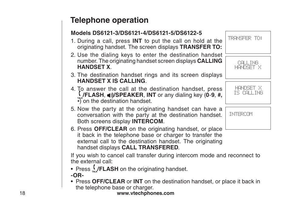 Switch between external and intercom call, Switch between external and, Intercom call | Telephone operation | VTech DS6121-5 User Manual | Page 22 / 75
