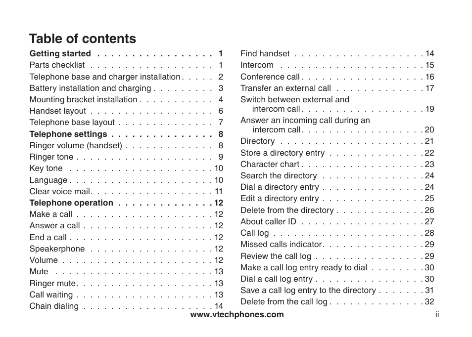 VTech DS6121-5 User Manual | Page 3 / 75