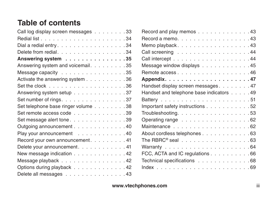 VTech DS6121-5 User Manual | Page 4 / 75