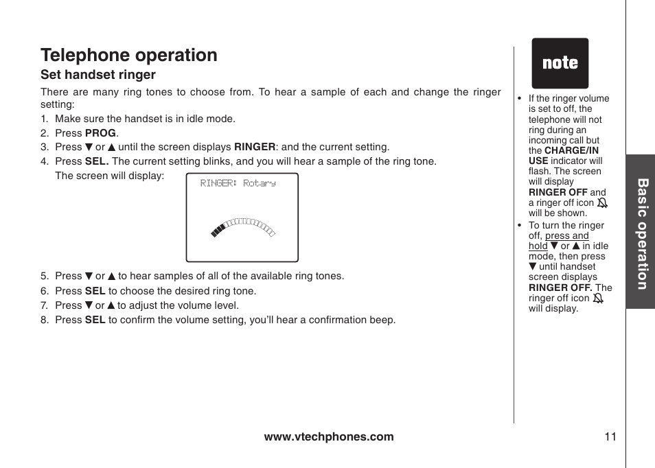 Telephone operation, Bas ic o pe ra tio n | VTech gz5838 User Manual | Page 11 / 47