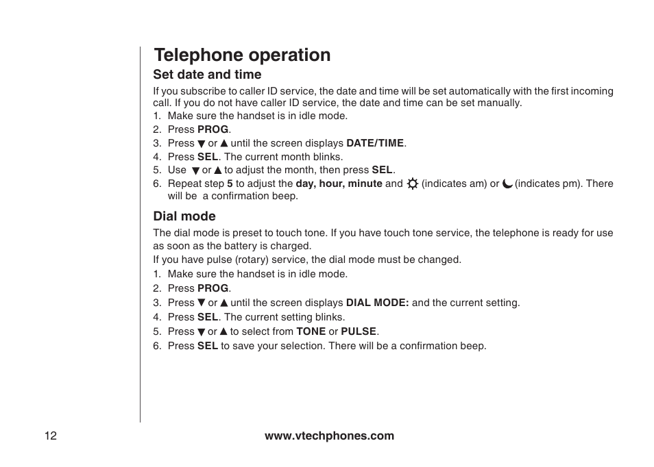 Telephone operation | VTech gz5838 User Manual | Page 12 / 47