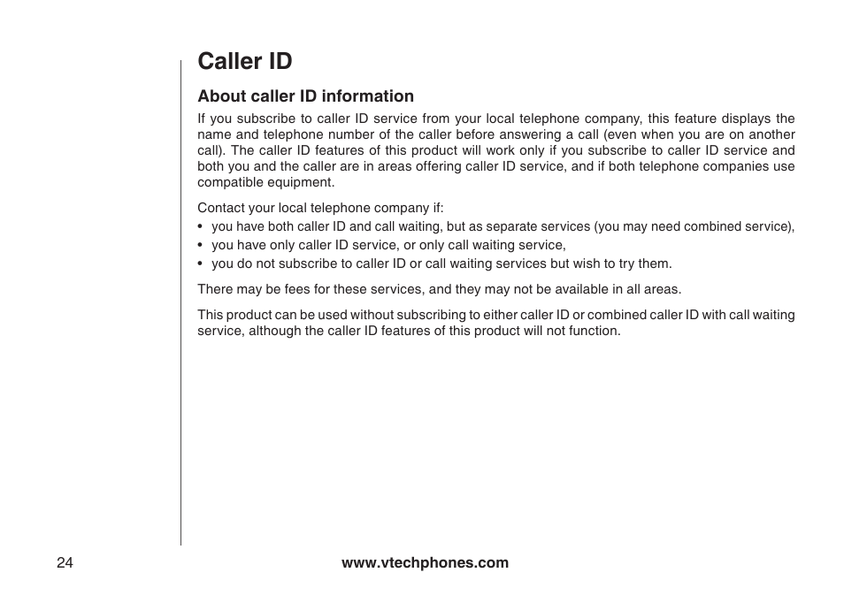 Caller id | VTech gz5838 User Manual | Page 24 / 47