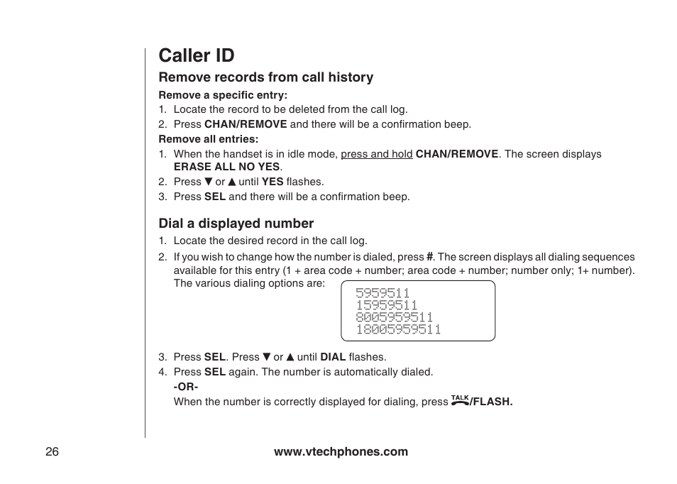 Caller id | VTech gz5838 User Manual | Page 26 / 47