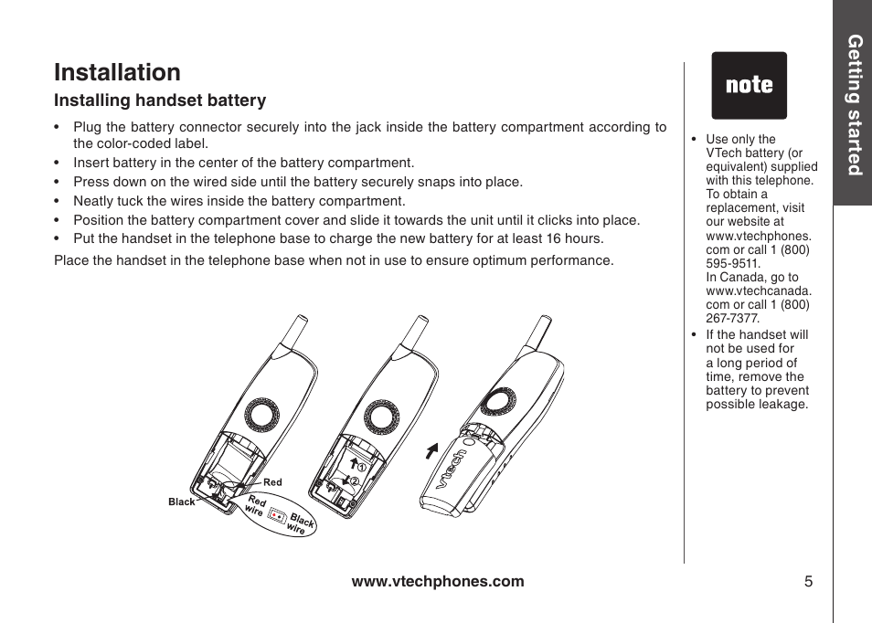 Installation, Gett in g s ta rte d | VTech gz5838 User Manual | Page 5 / 47