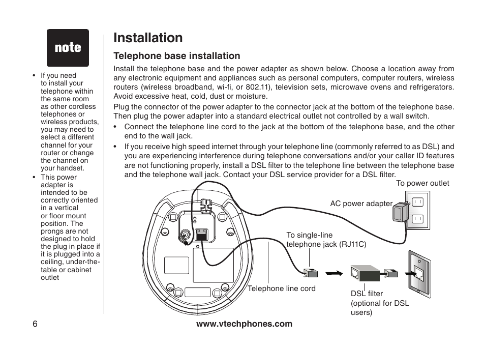 Installation | VTech gz5838 User Manual | Page 6 / 47