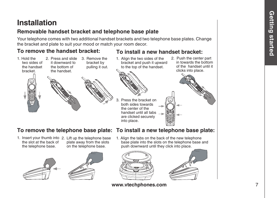 Installation, Gett in g s ta rte d | VTech gz5838 User Manual | Page 7 / 47