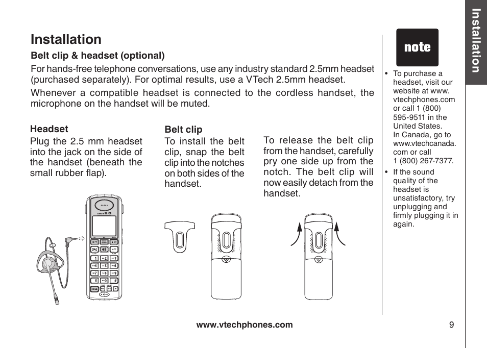 Installation, Bas ic o pe ra tio n | VTech DS3111-3 User Manual | Page 12 / 61