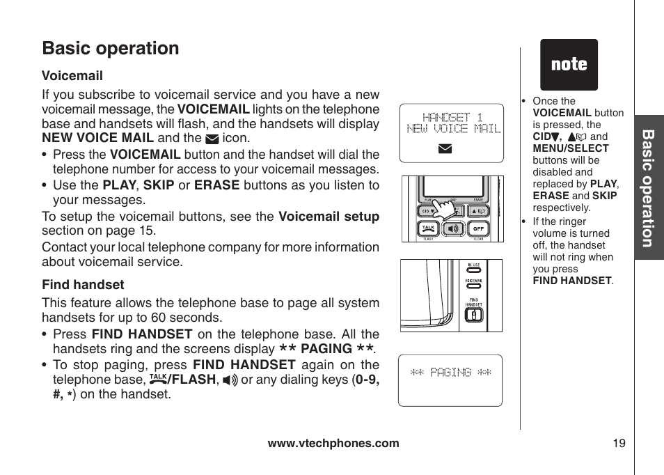 Basic operation | VTech DS3111-3 User Manual | Page 22 / 61