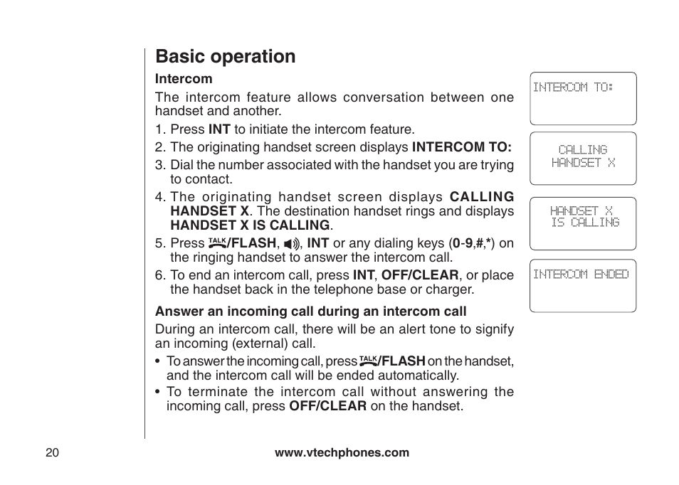 Basic operation | VTech DS3111-3 User Manual | Page 23 / 61