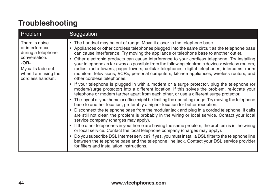 Troubleshooting | VTech DS3111-3 User Manual | Page 47 / 61