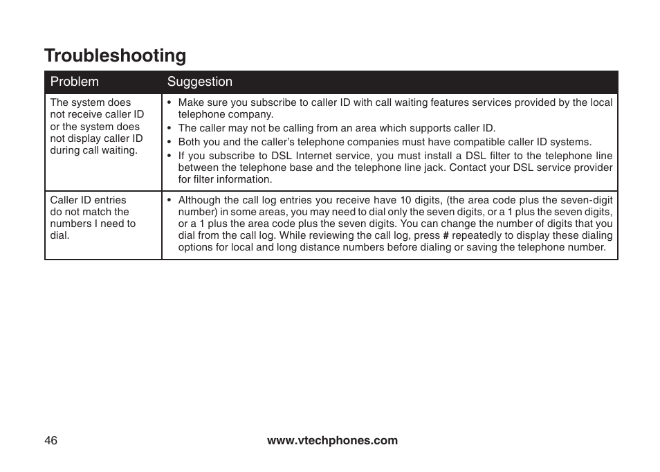 Troubleshooting | VTech DS3111-3 User Manual | Page 49 / 61