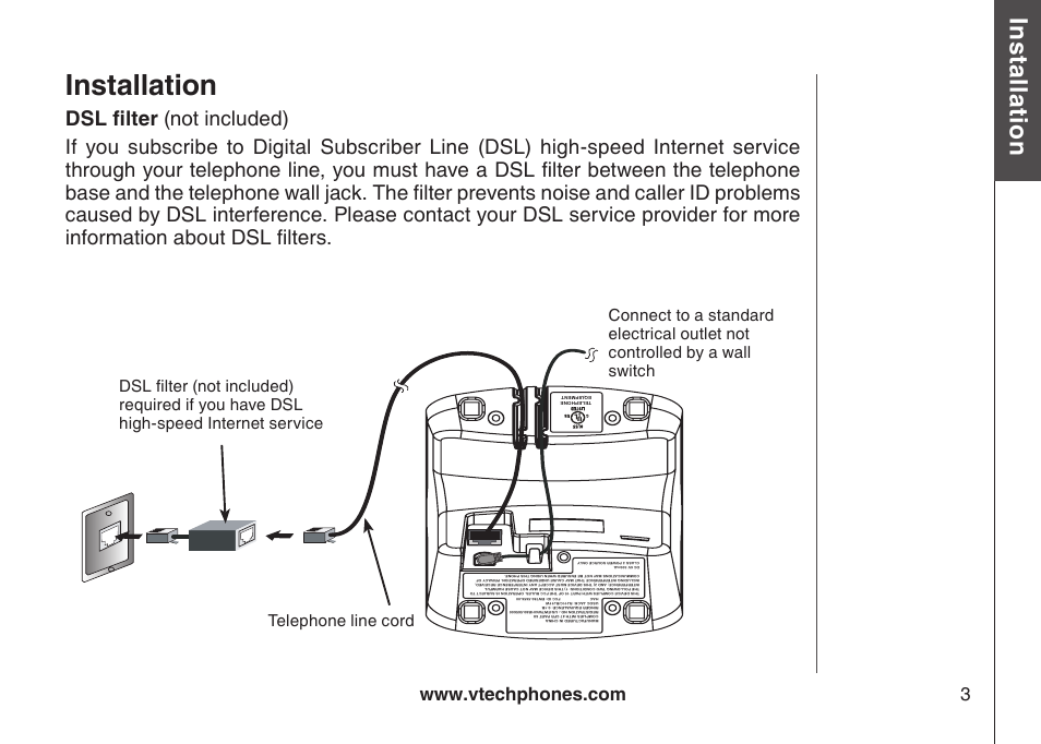 Belt clip & headset (optional), Belt clip & headset, Installation | Bas ic o pe ra tio n | VTech DS3111-3 User Manual | Page 6 / 61