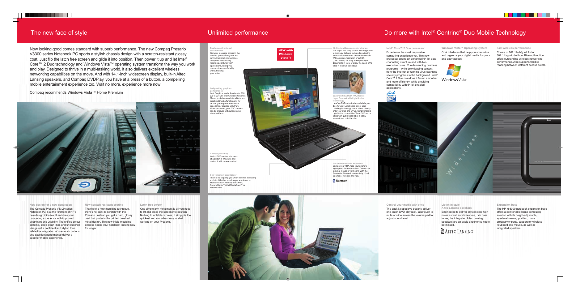 Centrino, Duo mobile technology, Compaq recommends windows vista™ home premium | VTech Presario V3300 Series User Manual | Page 2 / 2