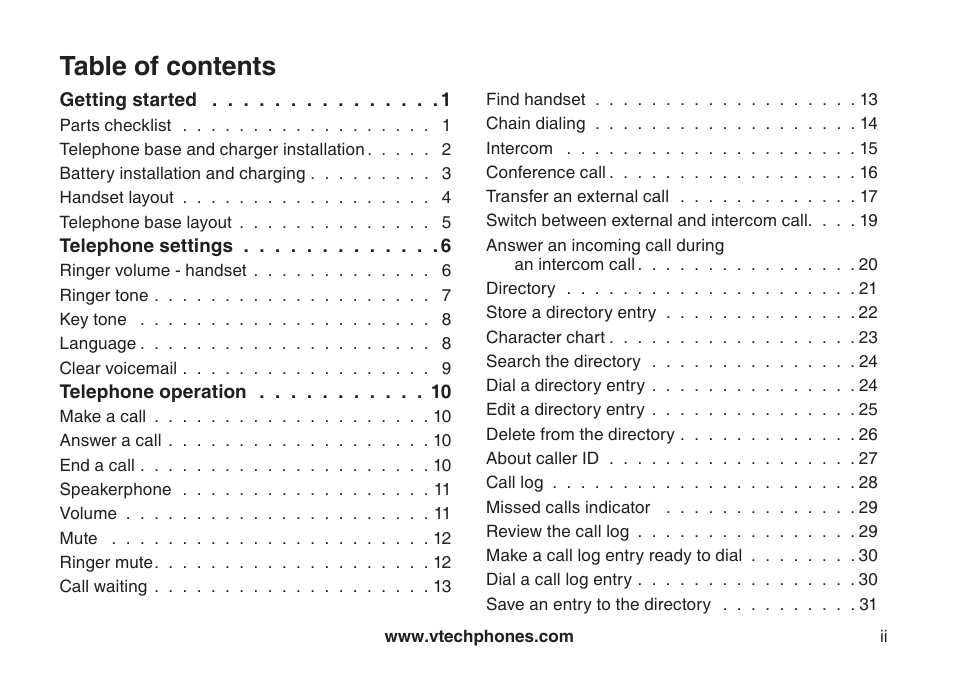 VTech LS6126-3 User Manual | Page 2 / 77