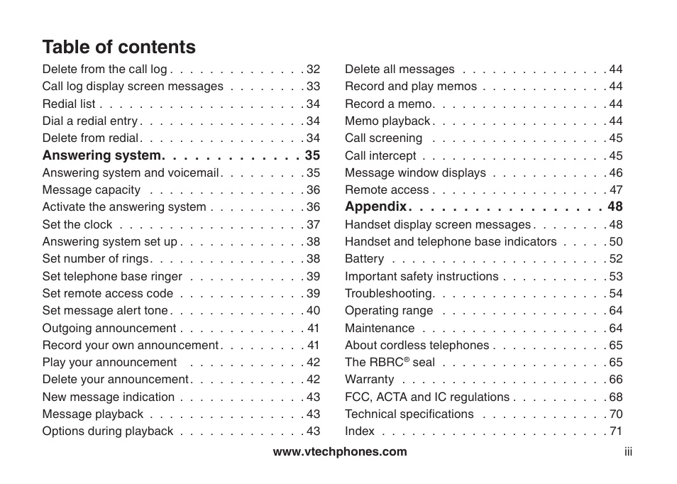VTech LS6126-3 User Manual | Page 3 / 77