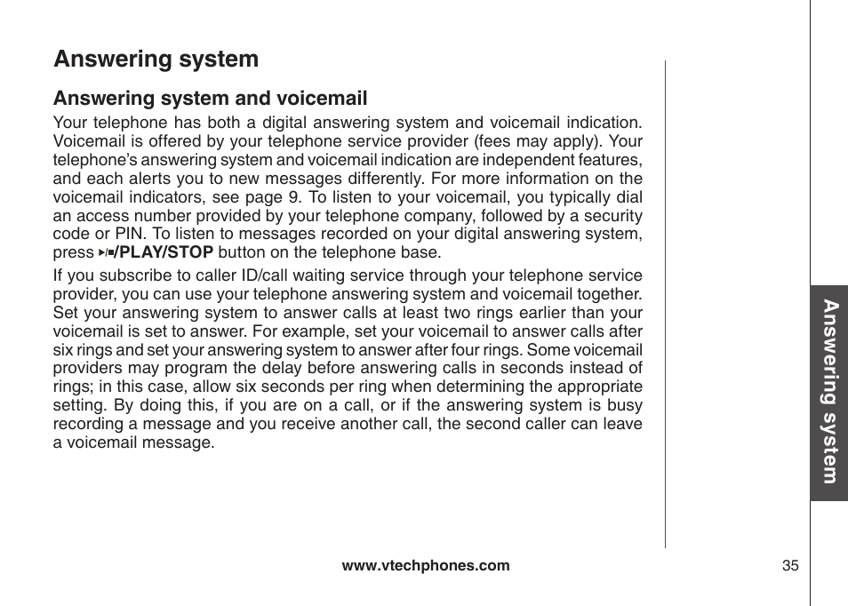 Answering system, Answerng system and vocemal | VTech LS6126-3 User Manual | Page 38 / 77