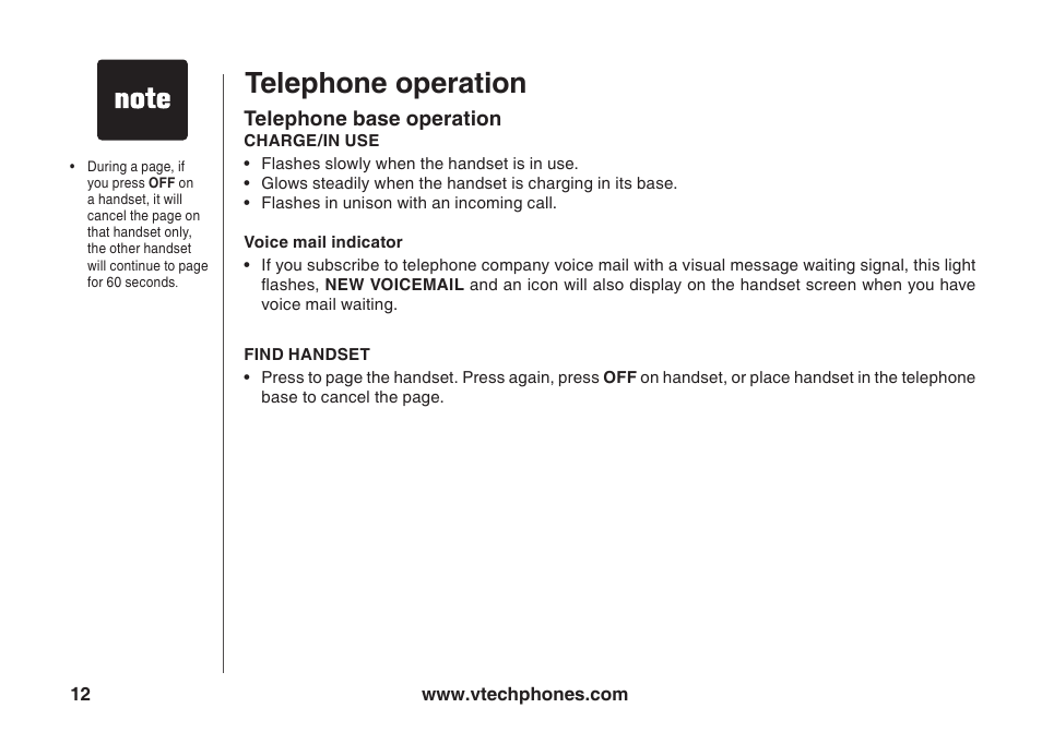 Telephone operaton | VTech ia5847 User Manual | Page 15 / 52
