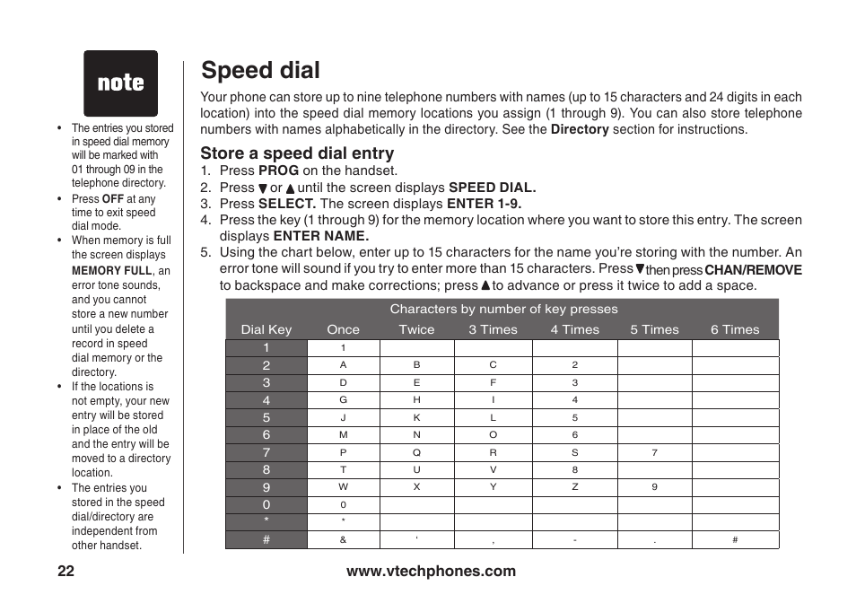 Speed dal, Store a speed dal entry | VTech ia5847 User Manual | Page 25 / 52