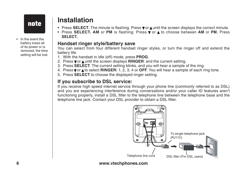 Installaton | VTech ia5847 User Manual | Page 9 / 52