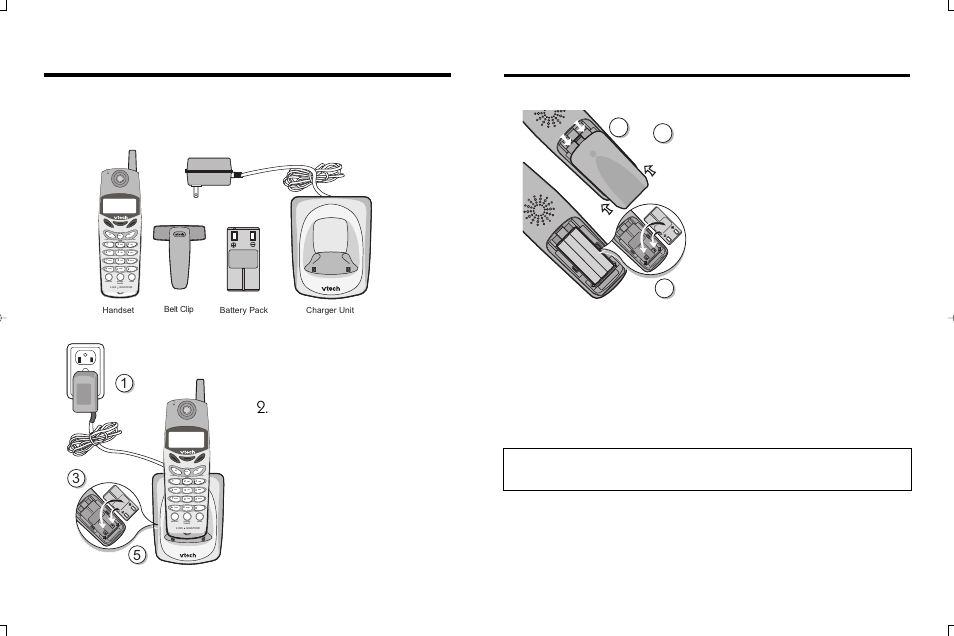 Getting started, Setup, Setup of the vt20-2420 accessory handset | Installation of battery pack in handset | VTech VT2024-20 User Manual | Page 3 / 13