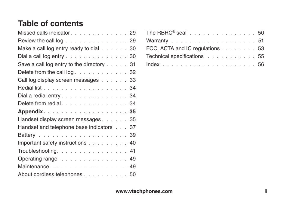 VTech DS6111-2 User Manual | Page 4 / 62